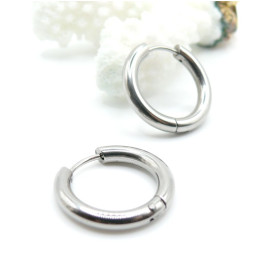 Créoles Rondes 17mm, épaisseur 2.5mm, Acier Inoxydable 304 Argenté