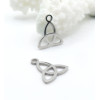 H11Q201T172 – Lot de 2 Pendentifs Géométriques Nœud Celtique Triades 13 mm – Acier Inoxydable 304 Argenté