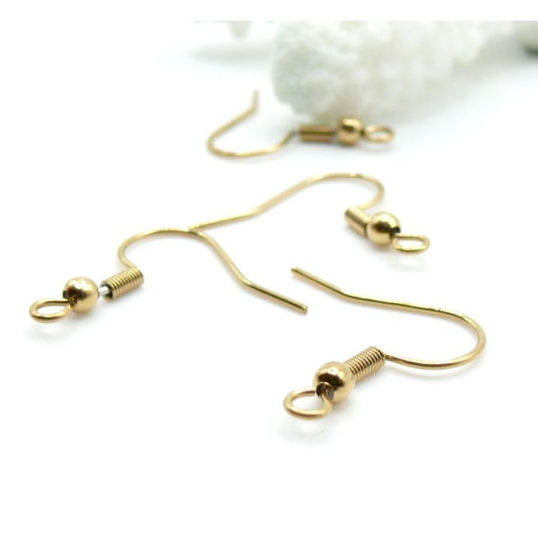 Crochets Boucles d'Oreille 19mm – Acier Inoxydable 316 Doré à l'Or Fin 18K IP IONIQUE