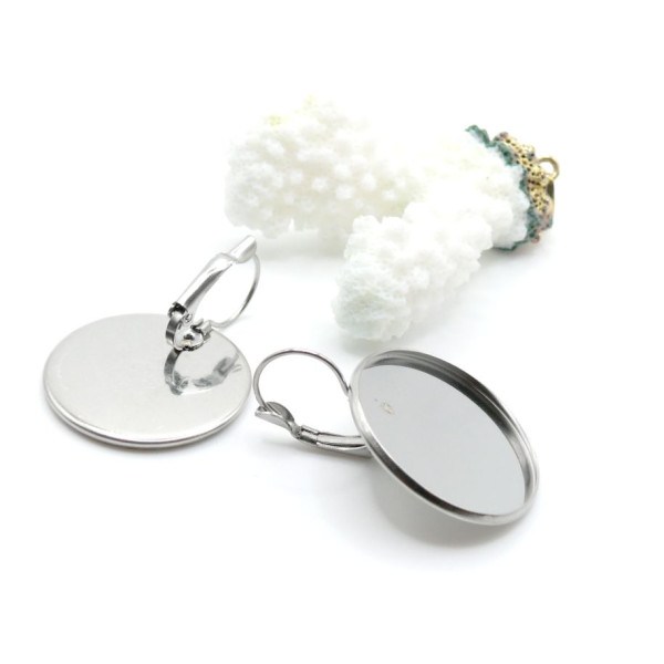 Supports Boucle d' oreille Dormeuse 25mm – Acier Inoxydable 304 Argenté