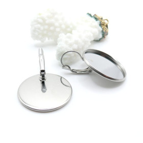 Supports Boucle d' oreille Dormeuse 25mm – Acier Inoxydable 304 Argenté