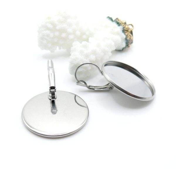 Supports Boucle d' oreille Dormeuse 25mm – Acier Inoxydable 304 Argenté