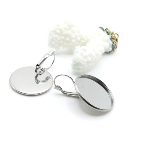 Supports Boucle d' oreille Dormeuse 18mm – Acier Inoxydable 304 Argenté