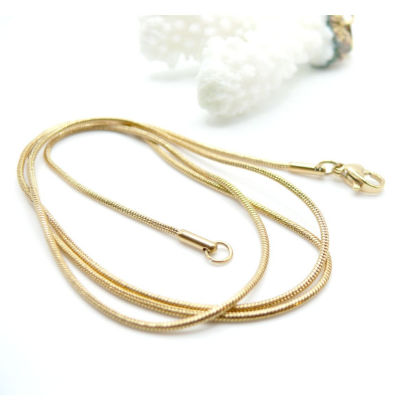 Collier Sautoir 60.2cm, maille serpent 1.2mm – Acier Inox 304 Doré  IONIQUE