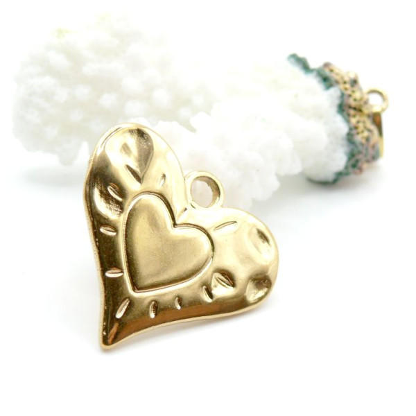 Pendentif Coeur 24mm – Acier Inoxydable 304 Doré