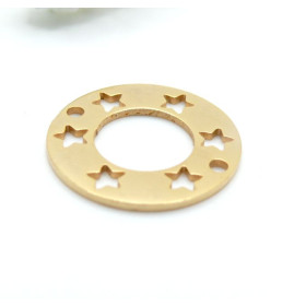 PS11847060 – Lot de 1 Pendentif Connecteur Médaille Multi Étoiles 19,5mm – Doré Acier Inoxydable