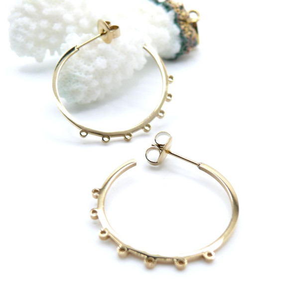 Créoles avec anneaux d'attache 25mm – Acier Inoxydable 304 Doré 14K