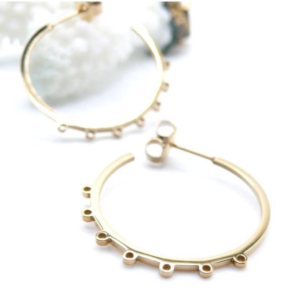 Créoles avec anneaux d'attache 25mm – Acier Inoxydable 304 Doré 14K