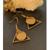 Supports de Boucles d’Oreilles Crochet Triangle pour Cabochon Rond 12mm – Acier Inoxydable Doré