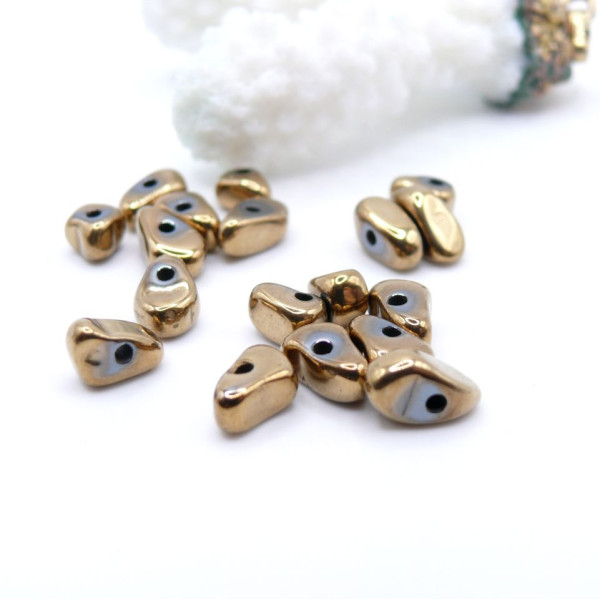 Perles Hématite forme Galet 4 par 12mm, métallisé Doré