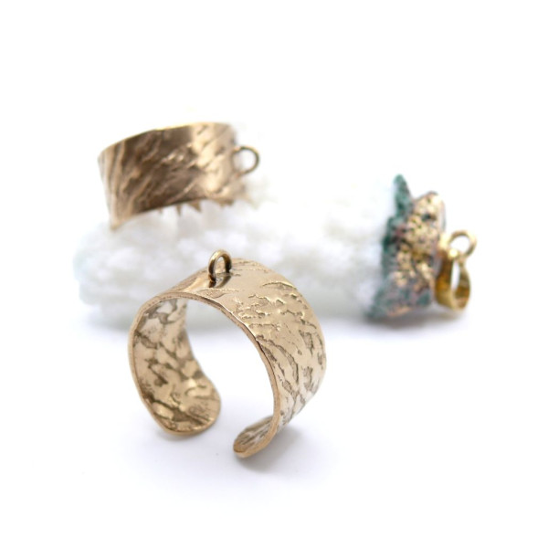 Supports de Bague 10mm, Anneau & Motif Graphique – Acier Inox 304 Doré