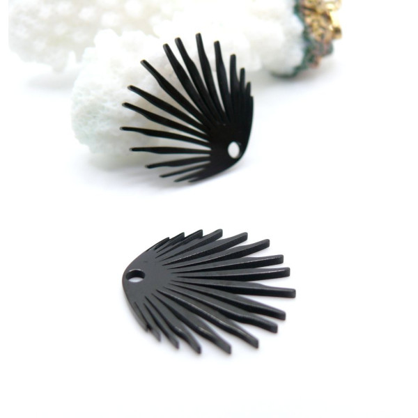 Pendentifs  Éventail 18 mm – Acier Inoxydable 316 NOIR