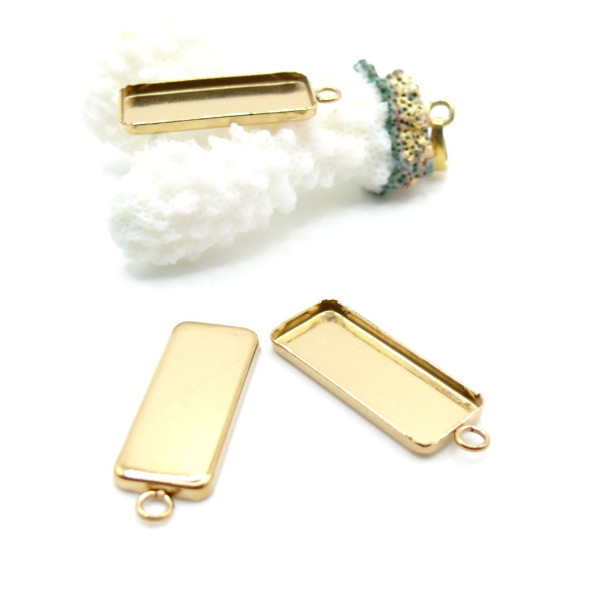 Supports de pendentif Rectangle 30 par11mm – Acier Inoxydable 304 Doré à l'or fin 18K, IONIQUE