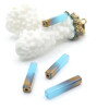 Perles en verre Tube rectangle 20mm coloris Bleu et Doré