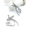 Pendentifs Colibri et Fleur 28x18mm – Acier Inoxydable 304 Argenté