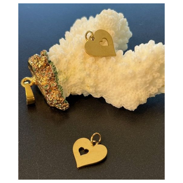 Pendentifs Cœur avec Anneau 12.5 mm – Acier Inoxydable Doré