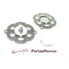 Connecteurs Ronds Fleur Arty Vieil Argent + 2 Cabochons Verre 14mm