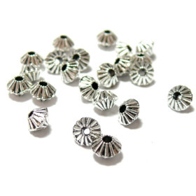 Perles intercalaire STRIES TOUPIES, métal couleur Argent Antique