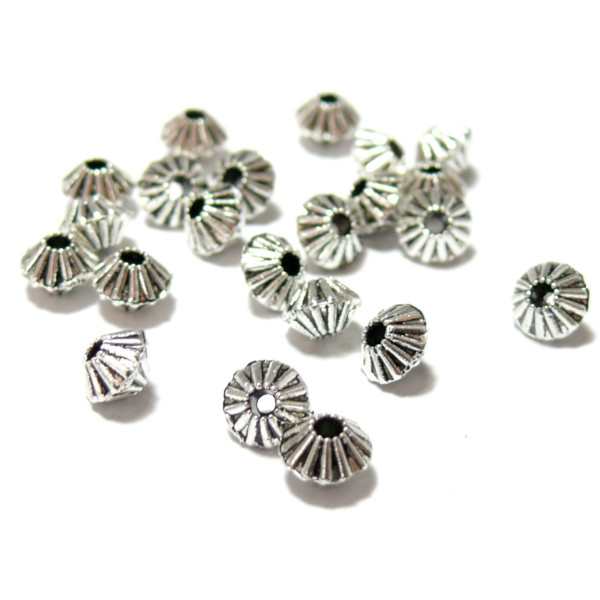 Perles intercalaire STRIES TOUPIES, métal couleur Argent Antique