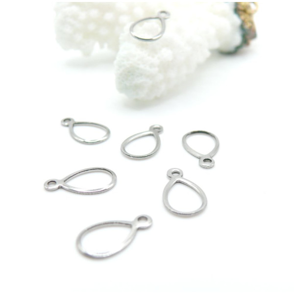 Pendentifs Forme Goutte 12 × 7 mm – Acier Inoxydable 304 Argenté