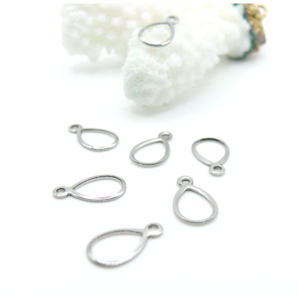 Pendentifs Forme Goutte 12 × 7 mm – Acier Inoxydable 304 Argenté