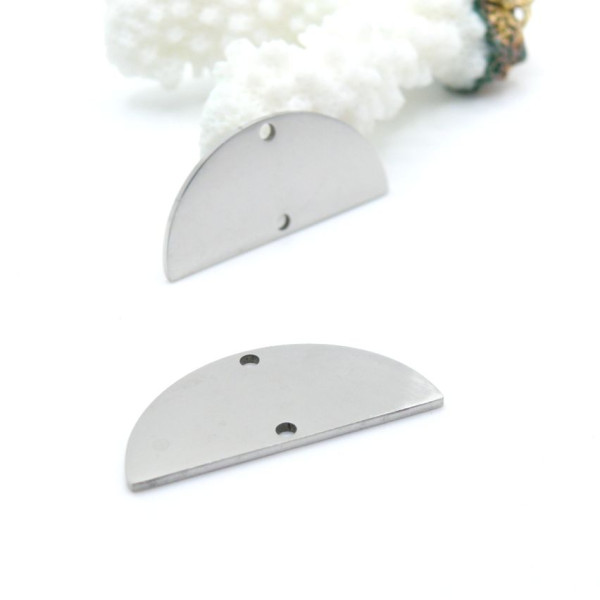 Pendentifs Connecteurs Demi Cercle 28 mm – Acier Inoxydable Argenté