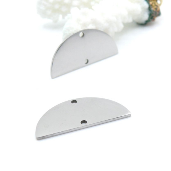Pendentifs Connecteurs Demi Cercle 28 mm – Acier Inoxydable Argenté