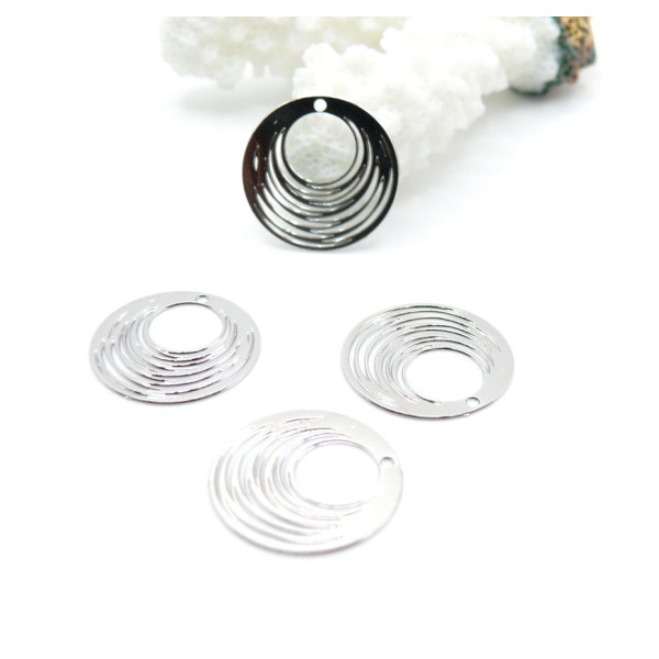 Estampes Pendentifs Filigrane Cercle 15,5 mm – Métal Argenté