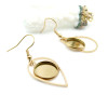 Supports de Boucles d’Oreilles Crochet Goutte pour Cabochon Rond 12mm – Acier Inoxydable Doré