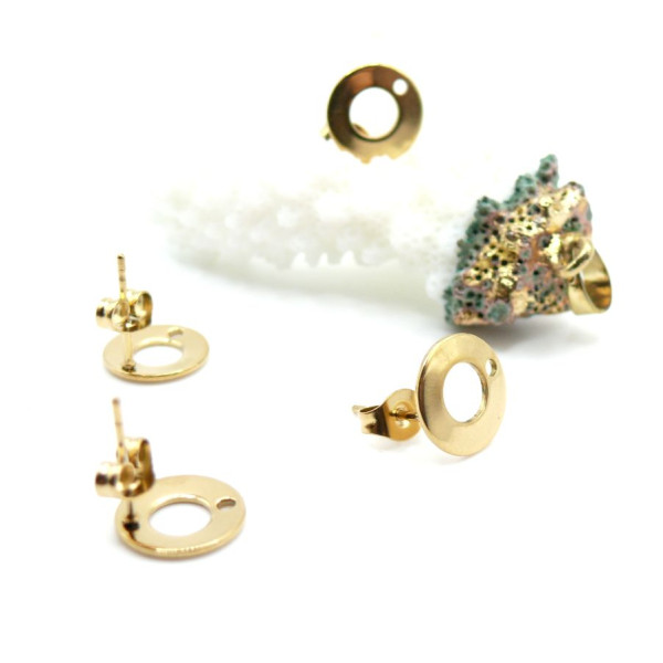 Boucles d’Oreilles Cercle avec Trou 10 mm – Acier Inoxydable 304 Doré