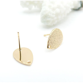 Boucles d’Oreilles Puce Goutte Stardust avec Trou 14 mm – Doré à l’Or Fin 18K