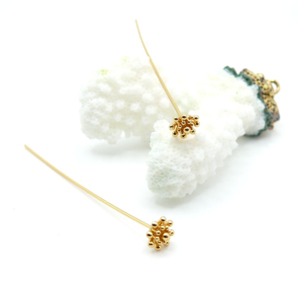 Tiges Fleur 54 mm – Laiton Doré à l’Or Fin 18K
