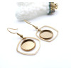 Supports de Boucles d’Oreilles Crochet Carre pour Cabochon Rond 12mm – Acier Inoxydable Doré
