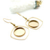 Supports de Boucles d’Oreilles Crochet Carre pour Cabochon Rond 12mm – Acier Inoxydable Doré