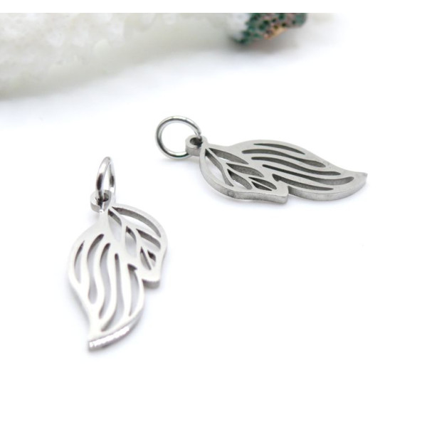 Pendentifs avec Anneau Feuille 19 mm – Acier Inoxydable 304 Argenté