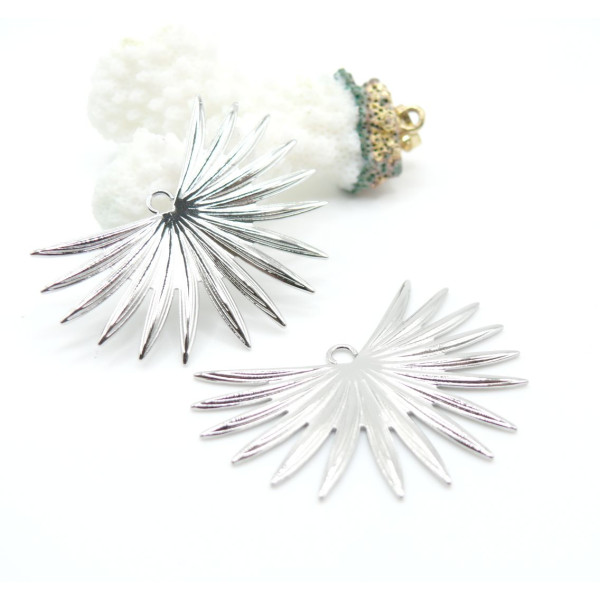 Pendentifs Géométrique Éventail Soleil 42mm – Acier Inoxydable 304 Argenté