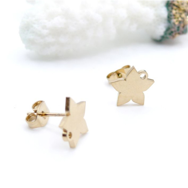 Boucles d’Oreilles Puce Fleur avec Attache 10 mm – Acier Inoxydable 304 Doré, IONIQUE