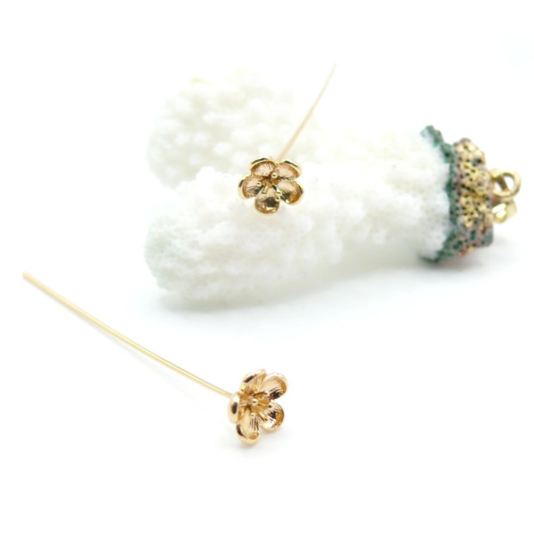 Tiges Fleur 50 mm – Laiton Doré à l’Or Fin 18K