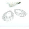 Pendentifs Estampes Forme Goutte avec Arabesque 36 mm – Acier Inoxydable 304 Argenté