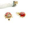 Pendentif avec Bélière Coccinelle avec Strass 21 mm – Résine Émaillée Rouge