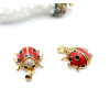 Pendentif avec Bélière Coccinelle avec Strass 21 mm – Résine Émaillée Rouge
