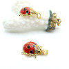 Pendentif avec Bélière Coccinelle avec Strass 21 mm – Résine Émaillée Rouge