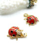 Pendentif avec Bélière Coccinelle avec Strass 21 mm – Résine Émaillée Rouge