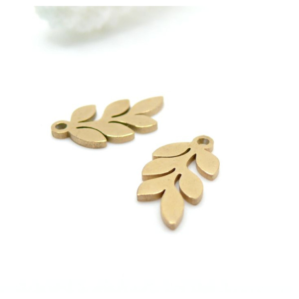 Pendentifs Feuille 14 mm – Acier Inoxydable 304 Doré