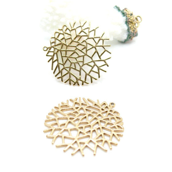 Pendentif Branche, Arbre, Géométrique 30 mm – Acier Inoxydable 304 Doré