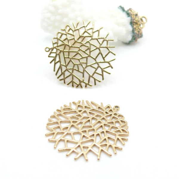 Pendentif Branche, Arbre, Géométrique 30 mm – Acier Inoxydable 304 Doré