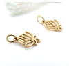 Pendentifs avec Anneau Fleurs de Lotus, Yoga Healing 13 mm – Acier Inoxydable 304 Doré à l’Or Fin 18K, IONIQUE
