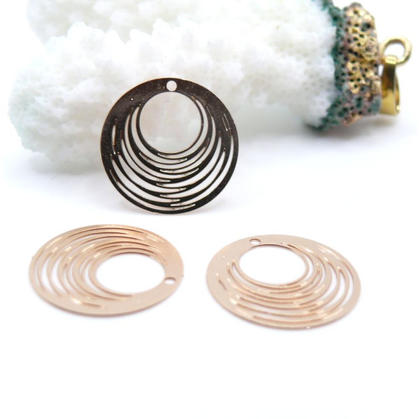 Estampes Pendentifs Filigrane Cercle 15.5 mm – Métal Doré