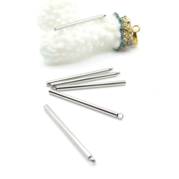 Pendentifs Tige Tube 32 mm – Acier Inoxydable Argenté