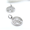 Pendentifs avec Anneau, Fleur de Lotus dans Cercle 12 mm – Acier Inoxydable Argenté